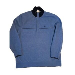 Brooks Brothers CLASSIC PREPPY 1/4 Zip  Fleece Blue Pullover Sweater Sz XL‎ EUC